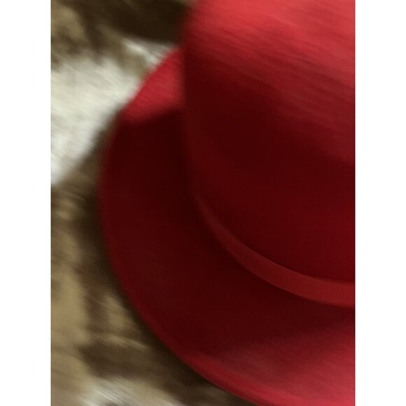 Capas Little Topper Red 100%Wool Felt  Hat Derby Wedding A MUST SEE PHOTOS SIZEM - Picture 10 of 16